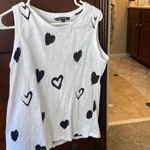 Charlie B  black and white heart fun t shirt for summer.